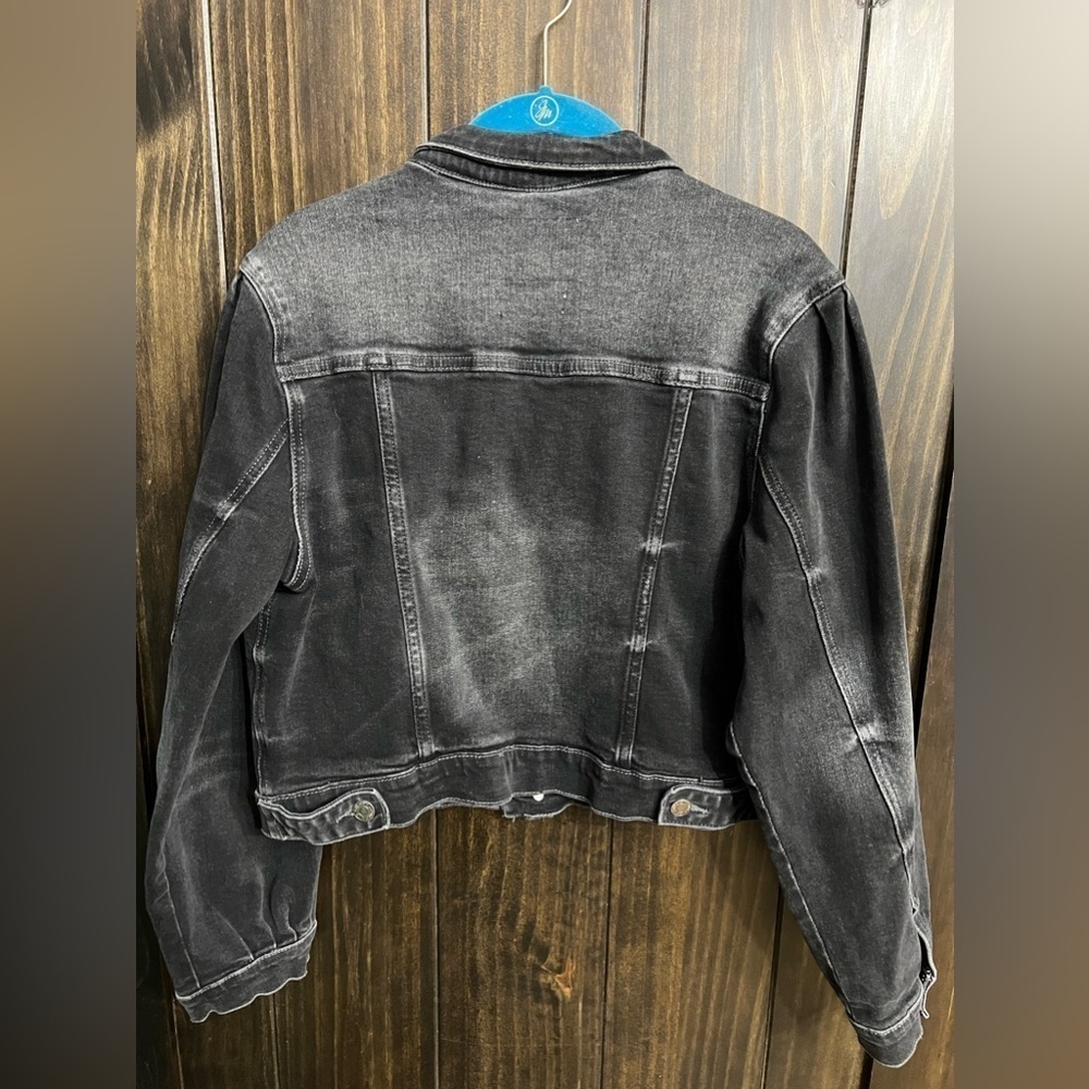 Vervet Los Angeles cropped puff sleeve trucker jean jacket size small - Picture 5 of 8